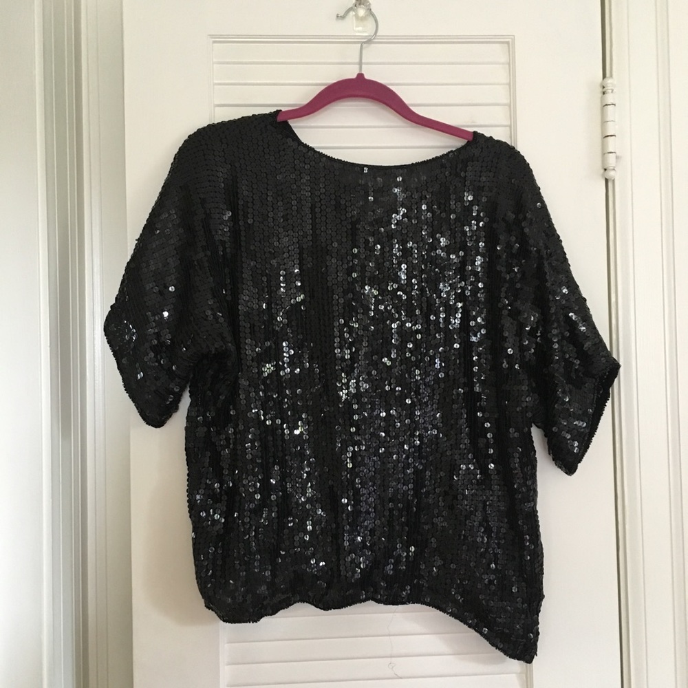 Vintage black sequin top